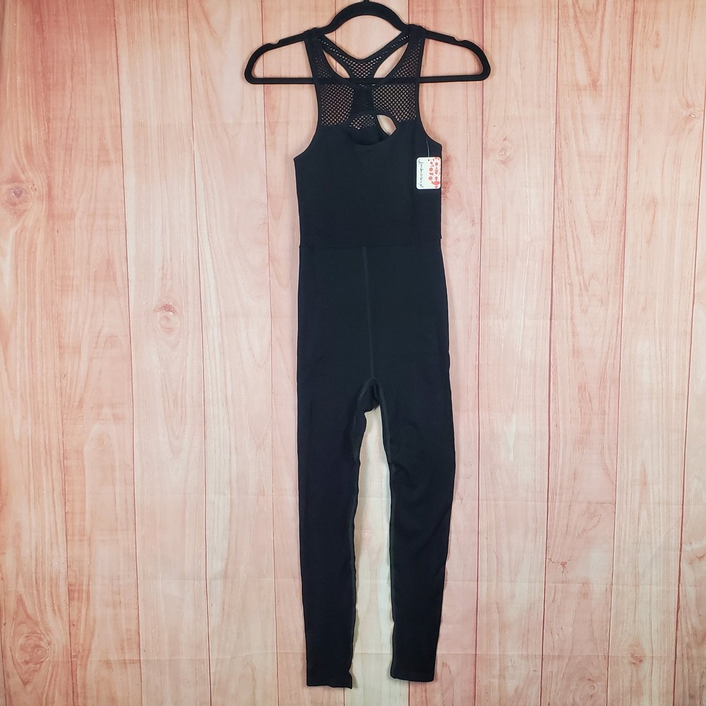 Free People Movement Womens Jumpsuit XS / S Black Back Keyhole Active OB1622931